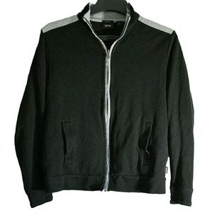 Hugo Boss Small Black and Grey Full Zip Sweater